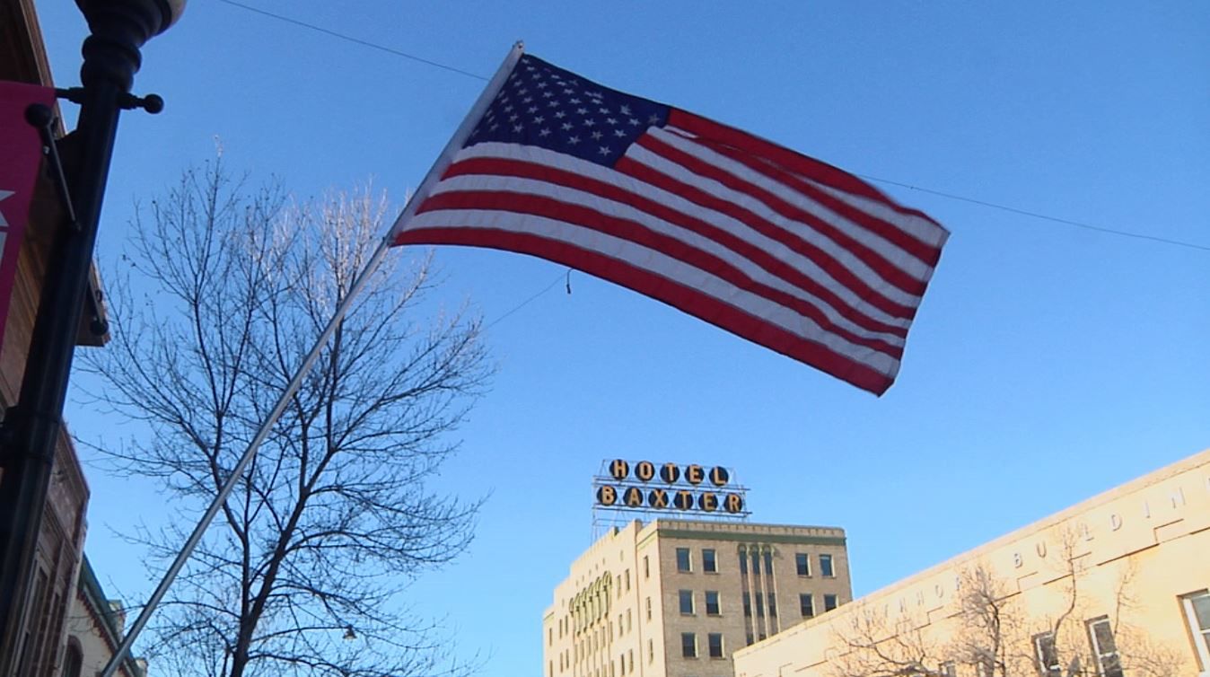 American flag in Bozeman, Baxter Hotel